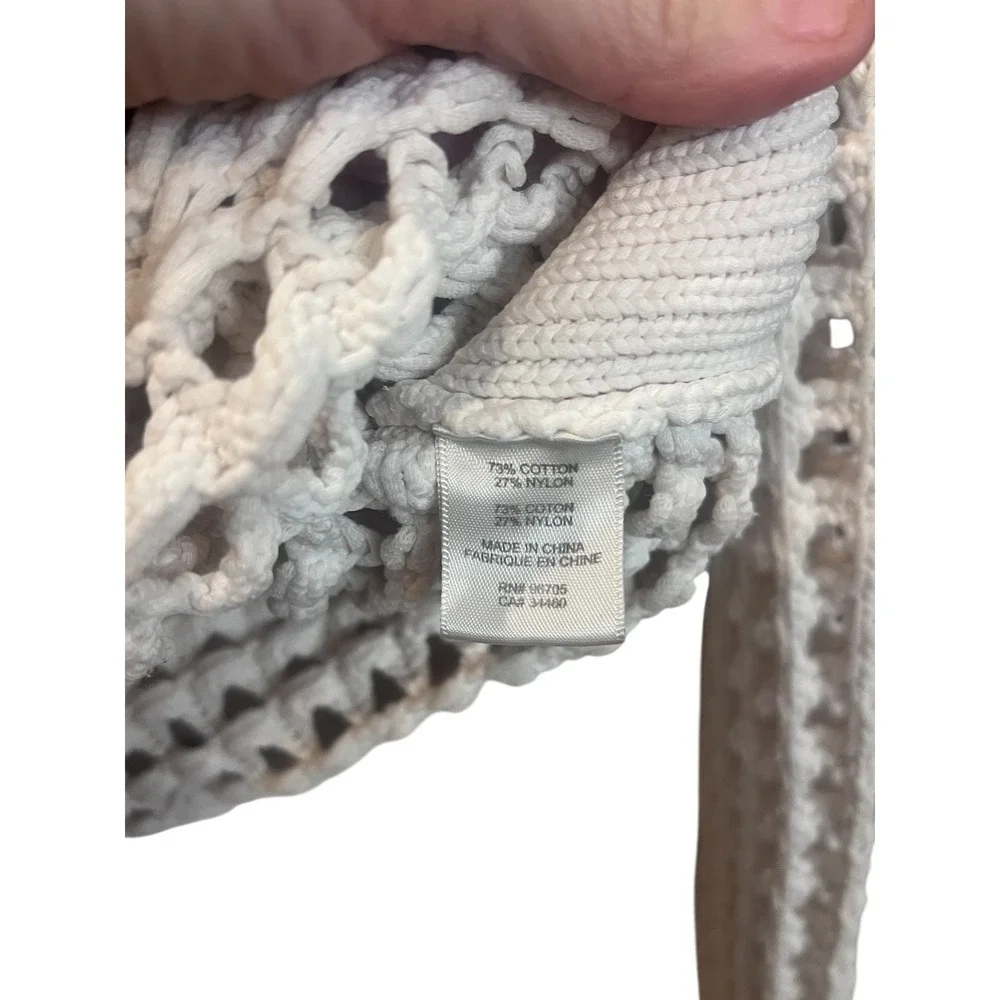Rebecca Taylor Chunky Open Knit‎ Seetser White Cotton Boho Size Medium